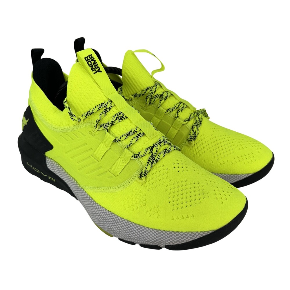 Under Armour Project Rock 3 Shoes Mens Size 11.5 Yellow HOVR Training Sneakers